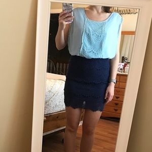 Two-toned blue mini dress
